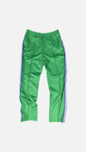 Load image into Gallery viewer, Green Track Pants blue ribbon creme stripes