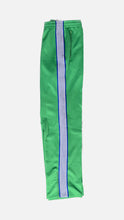 Load image into Gallery viewer, Green Track Pants blue ribbon creme stripes