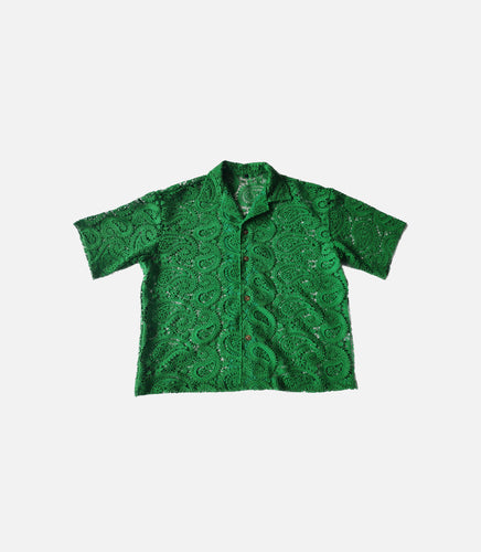 Paisley Lace Green Button Shirt