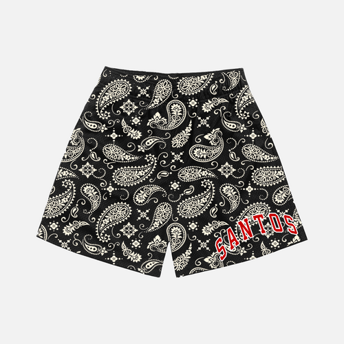 Santos Black Paisley Mesh Shorts