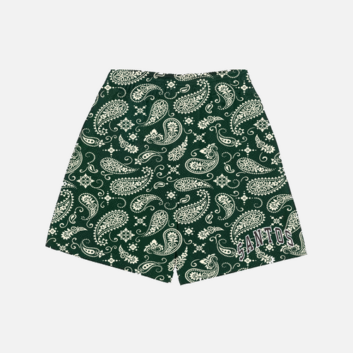 Santos Pine Green Paisley Mesh Shorts