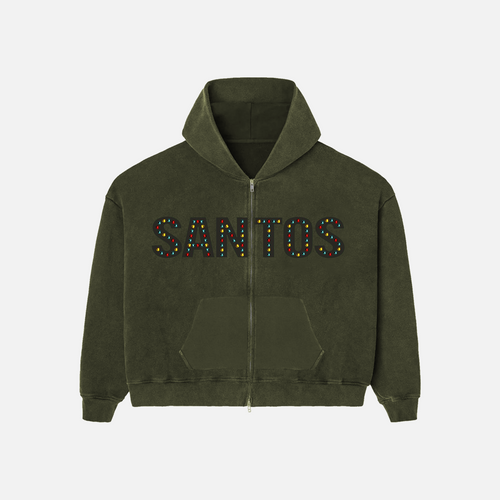 Santos Stones Green faded Zipup Hoodie