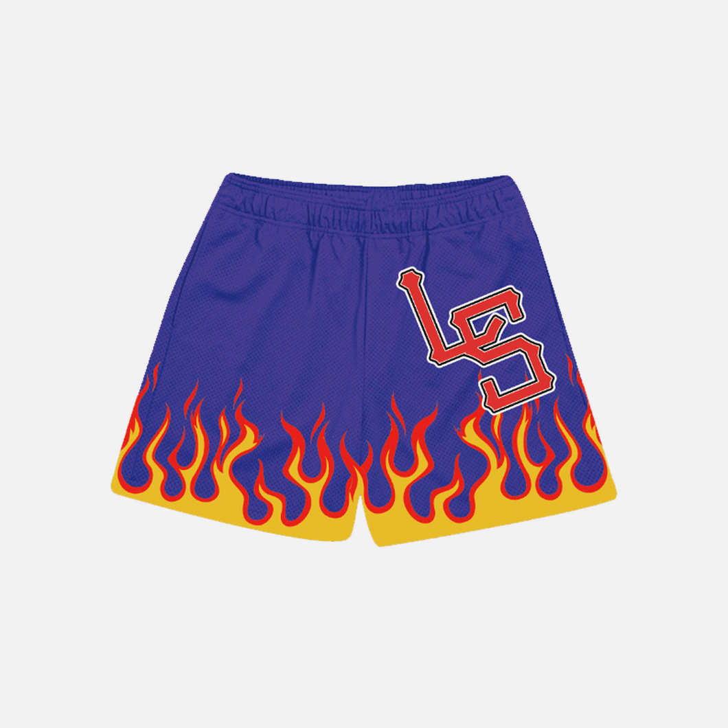 Purple Flame Mesh Shorts